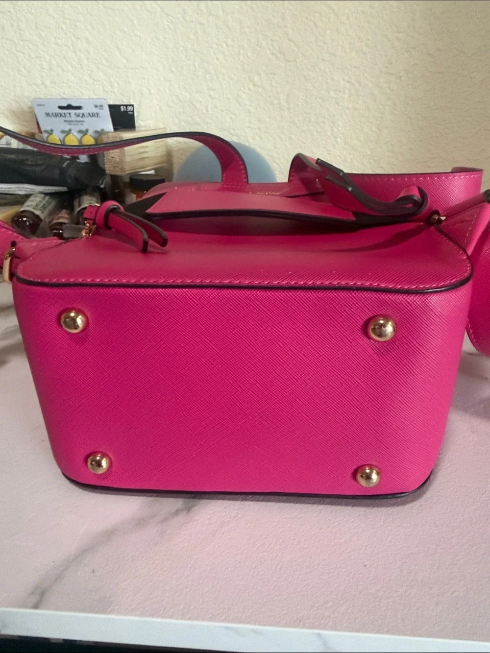 Calpak Hot Pink Saffiano Whipstitch Backpack
